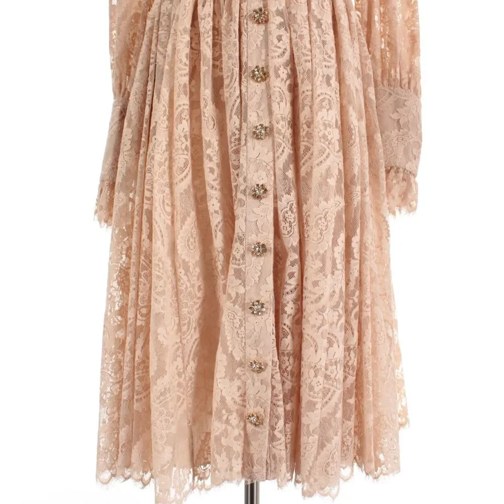 Zimmermann NWT Kaleidoscope Lace Ruffle Midi Dress Size 2 US 8 Light Beigey Pink - Picture 5 of 14